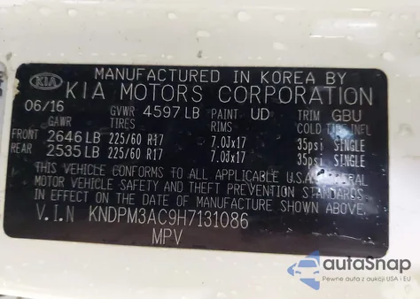 2017 Kia Sportage Lx из США, поврежденный, VIN KNDPM3AC9H7131086